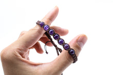Load image into Gallery viewer, Handmade Amethyst Beaded Bracelet, Adjustable Crystal Healing