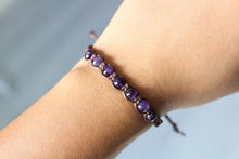 Load image into Gallery viewer, Handmade Amethyst Beaded Bracelet, Adjustable Crystal Healing