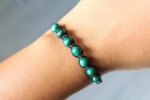Load image into Gallery viewer, Handmade Malachite Bead Bracelet, Adjustable Woven Cord