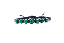 Load image into Gallery viewer, Handmade Malachite Bead Bracelet, Adjustable Woven Cord