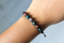 Load image into Gallery viewer, Handmade Bloodstone Bead Bracelet, Unisex Grounding Stone Jewelry