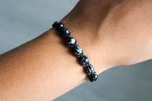 Load image into Gallery viewer, Snowflake Obsidian Bracelet