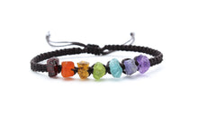Load image into Gallery viewer, Raw Crystals Chakra Bracelet - Garnet - Carnelian - Citrine - Peridot - Blue Apatite - Tanzanite - Amethyst